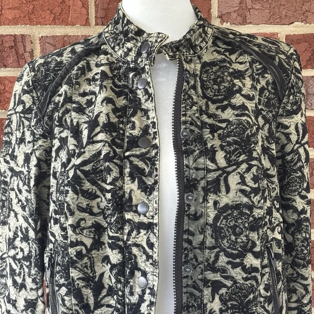 Free People Black Floral Jacquard Moto Jacket 4 Fairy Goth Follow the‎ Flock